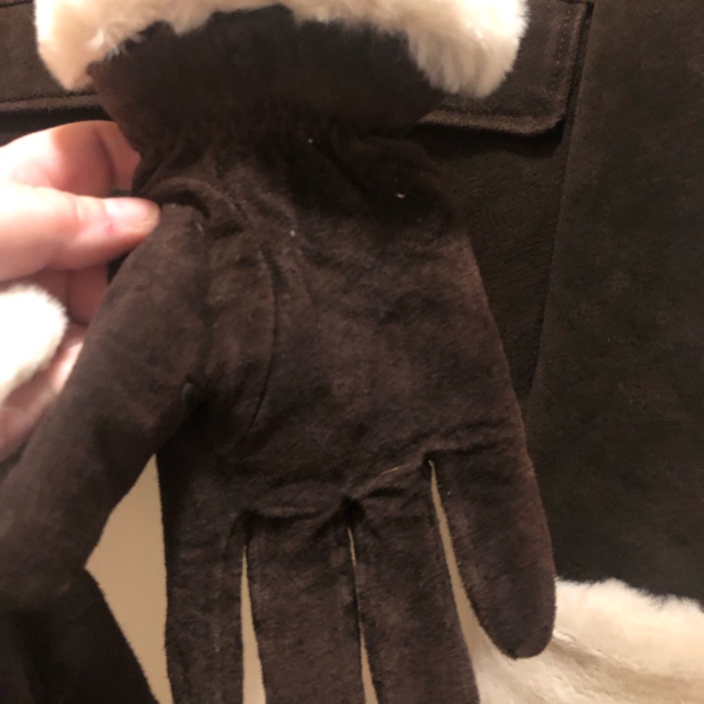 Maxima Dark Brown Teddy Jacket with White Trim - Picture 10 of 10